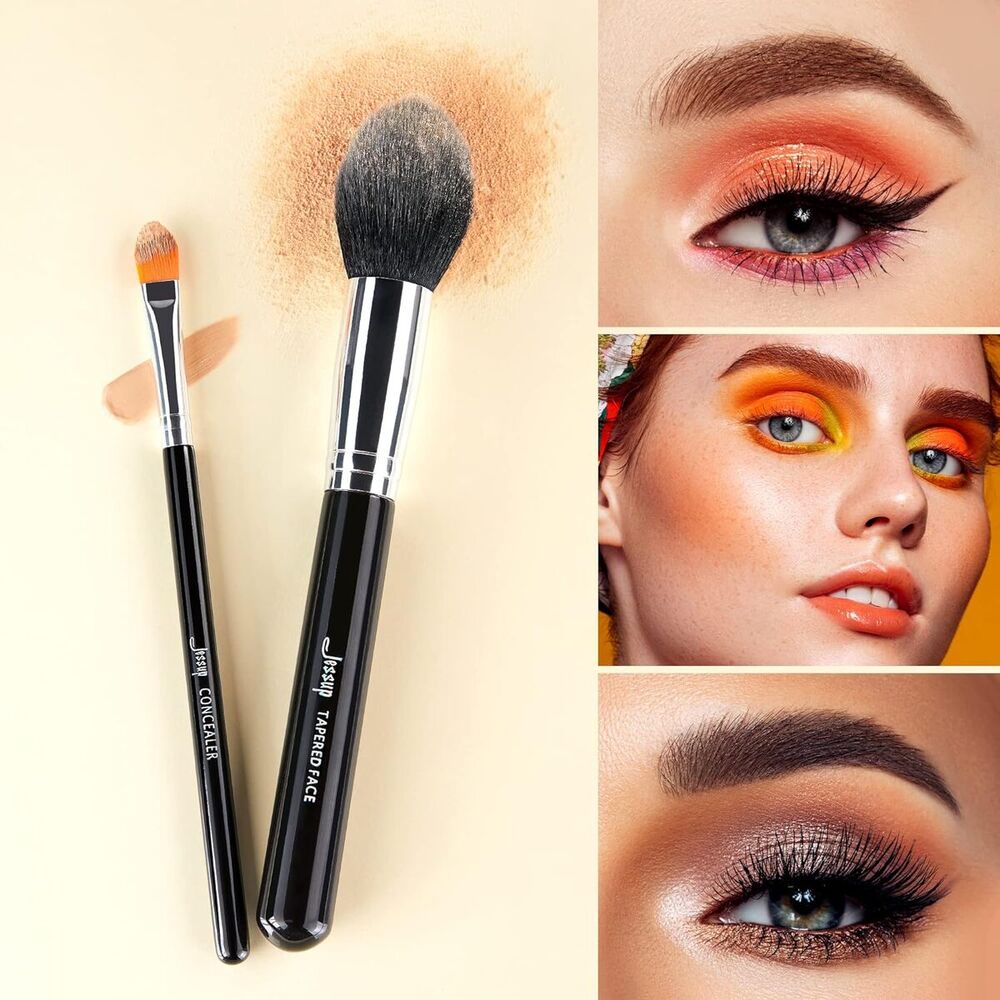 Pinceaux Jessup noirs et exemples de maquillage des yeux